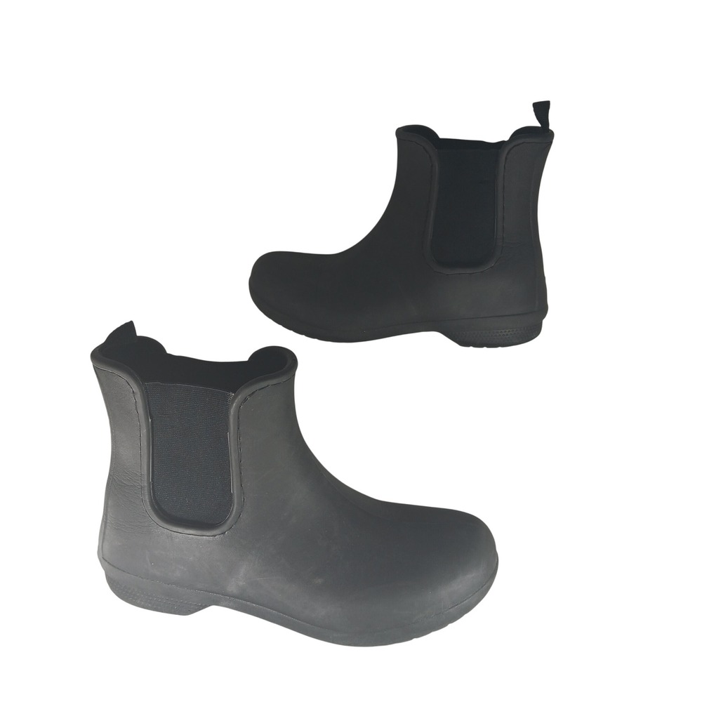 Crocs Freesail Chelsea Rain Boots 8 Black Waterproof Matte Gorpcore Utility
